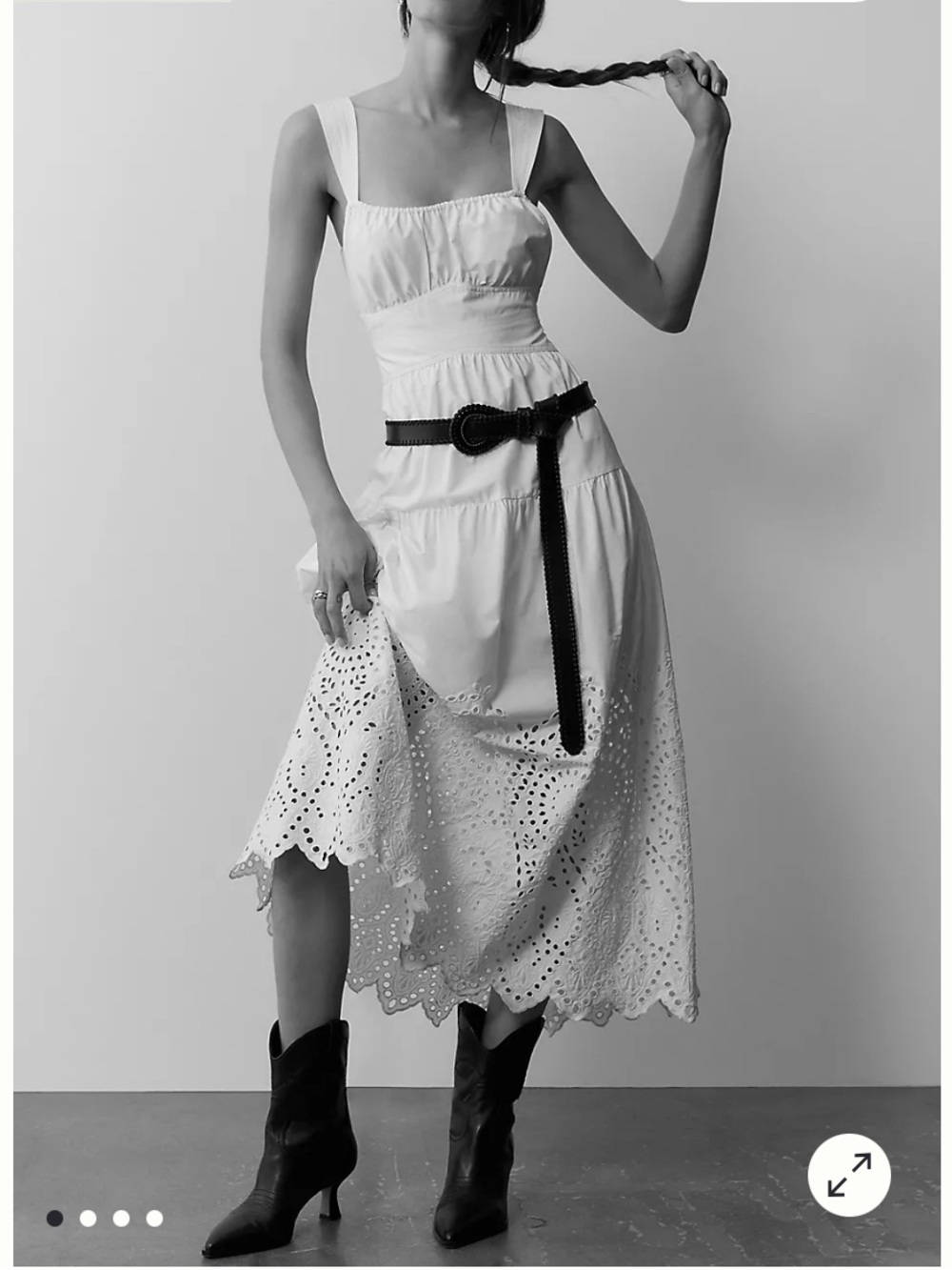 Moon River Tiered Eyelet Midi Dress white - Picture 2 of 8